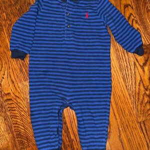 Ralph Lauren Navy and Black Striped Kids Footie